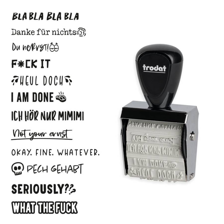 trodat® Creative Mini Stempel Set Böse Sprüche + Kissen