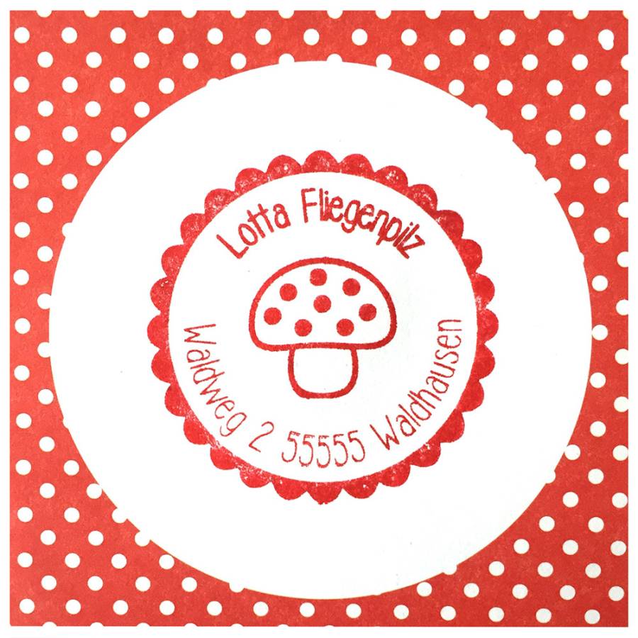 Motivstempel Fliegenpilz Anwendungsbeispiel