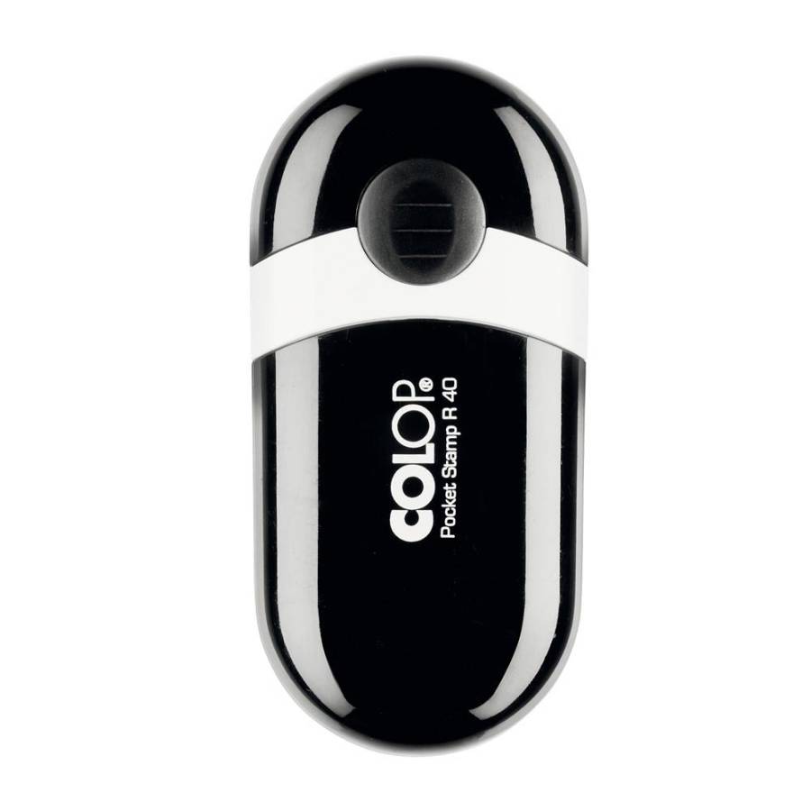 Stempel Colop Pocket Stamp R40 plus rund Frontansicht  - schwarz