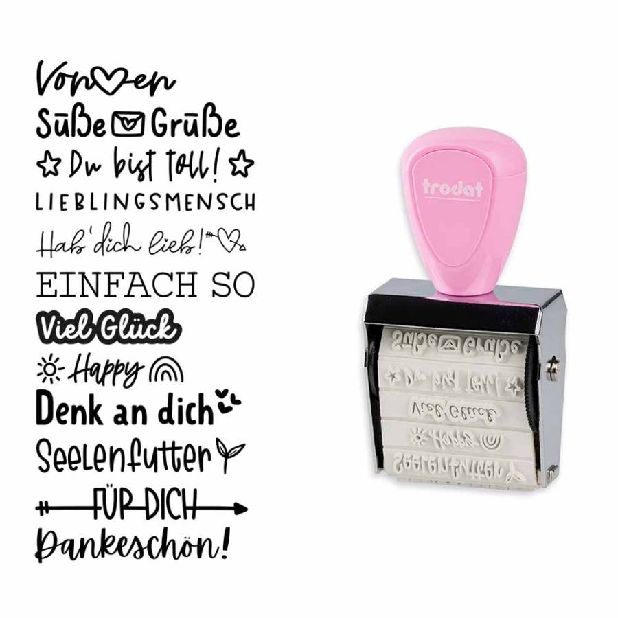 trodat® Creative Mini Stempel Set Nette Botschaften + Kissen 