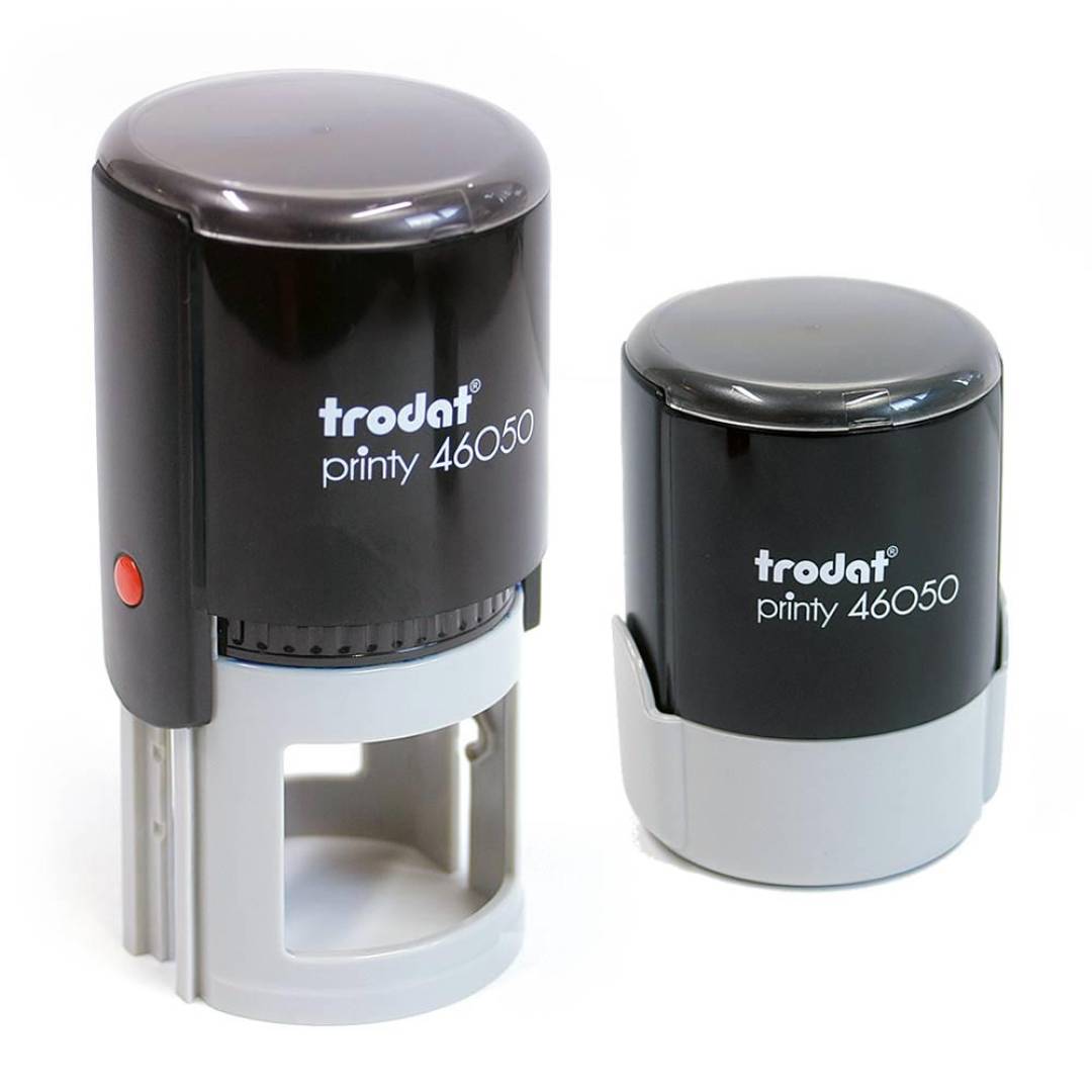 Stempel rund Trodat Printy 46050 Farbe grau Frontansicht - schwarz Stempel rund Trodat Printy 46050 Farbe grau Frontansicht - schwarz