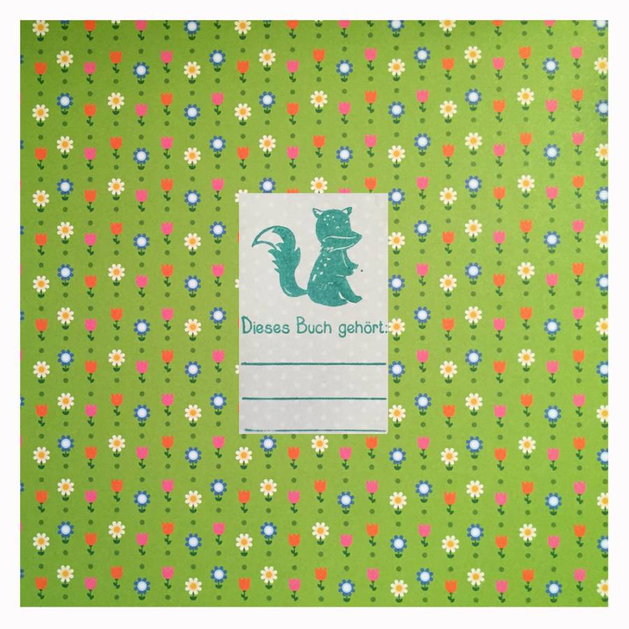 Motivstempel Bücherfuchs Anwendungsbeispiel Motivstempel Bücherfuchs Anwendungsbeispiel